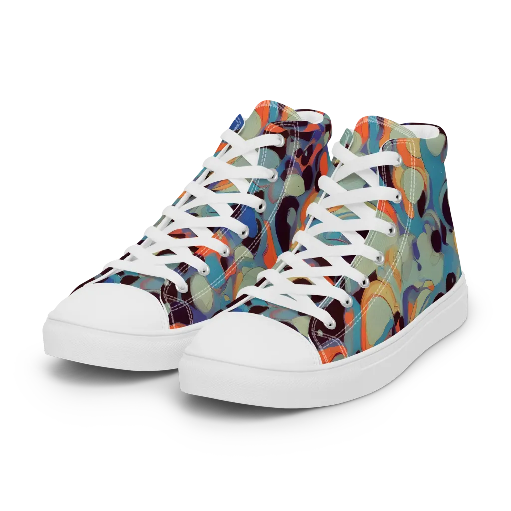 Coral Undertow on Women's High Top Canvas Shoes — Left Front