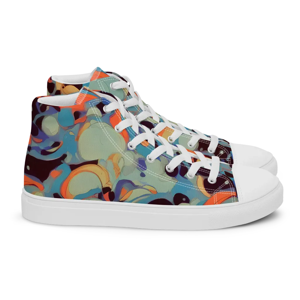 Coral Undertow on Women's High Top Canvas Shoes — Right