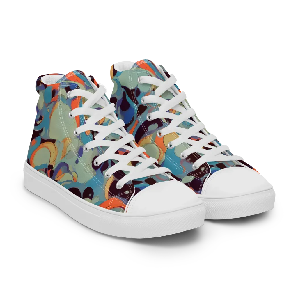 Coral Undertow on Women's High Top Canvas Shoes — Right Front