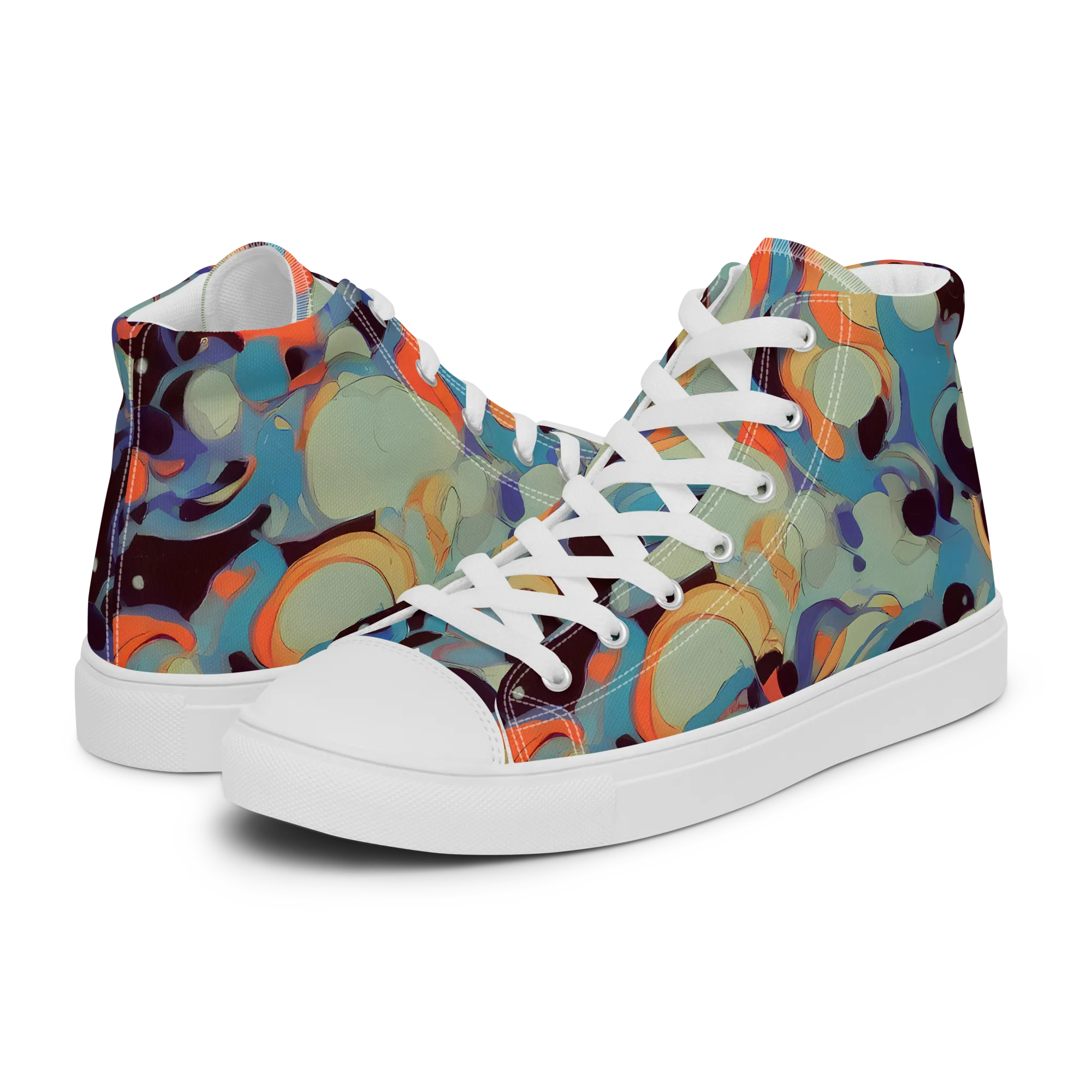 Coral Undertow on Women's High Top Canvas Shoes — Left