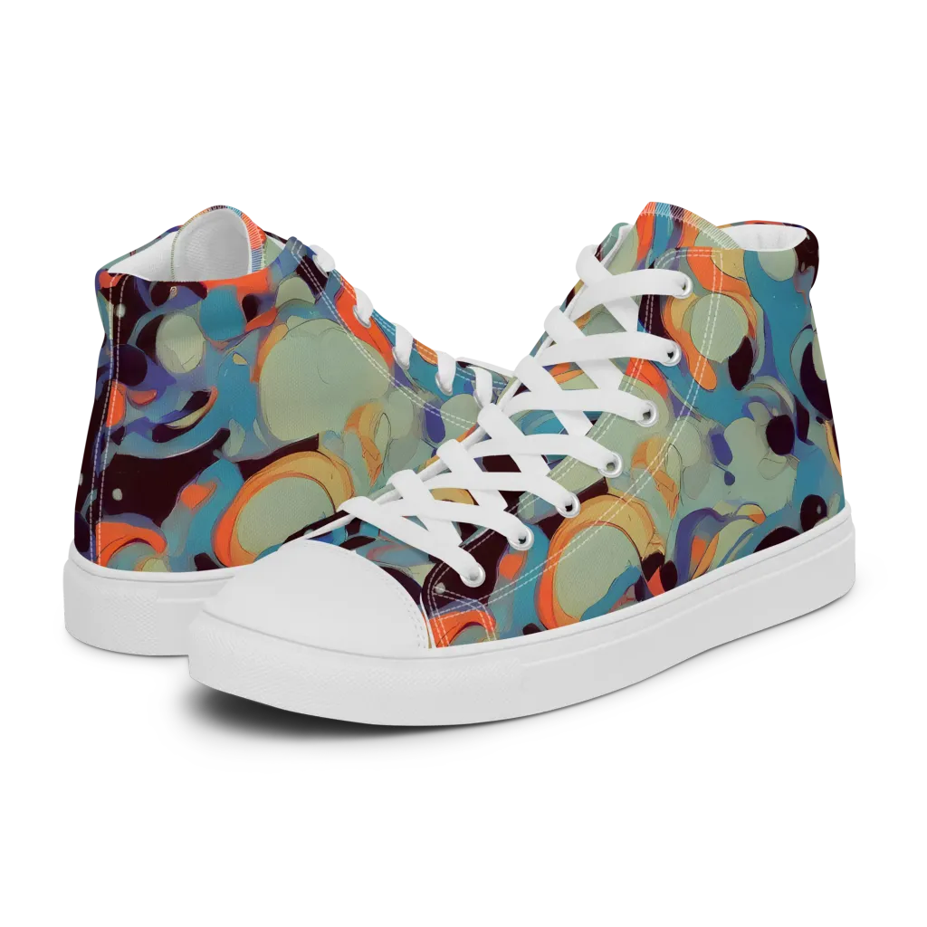 Coral Undertow on Women's High Top Canvas Shoes — Left