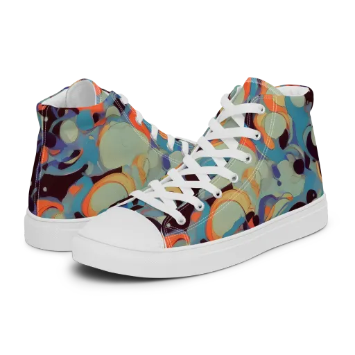 Coral Undertow on a Women's High Top Canvas Shoes