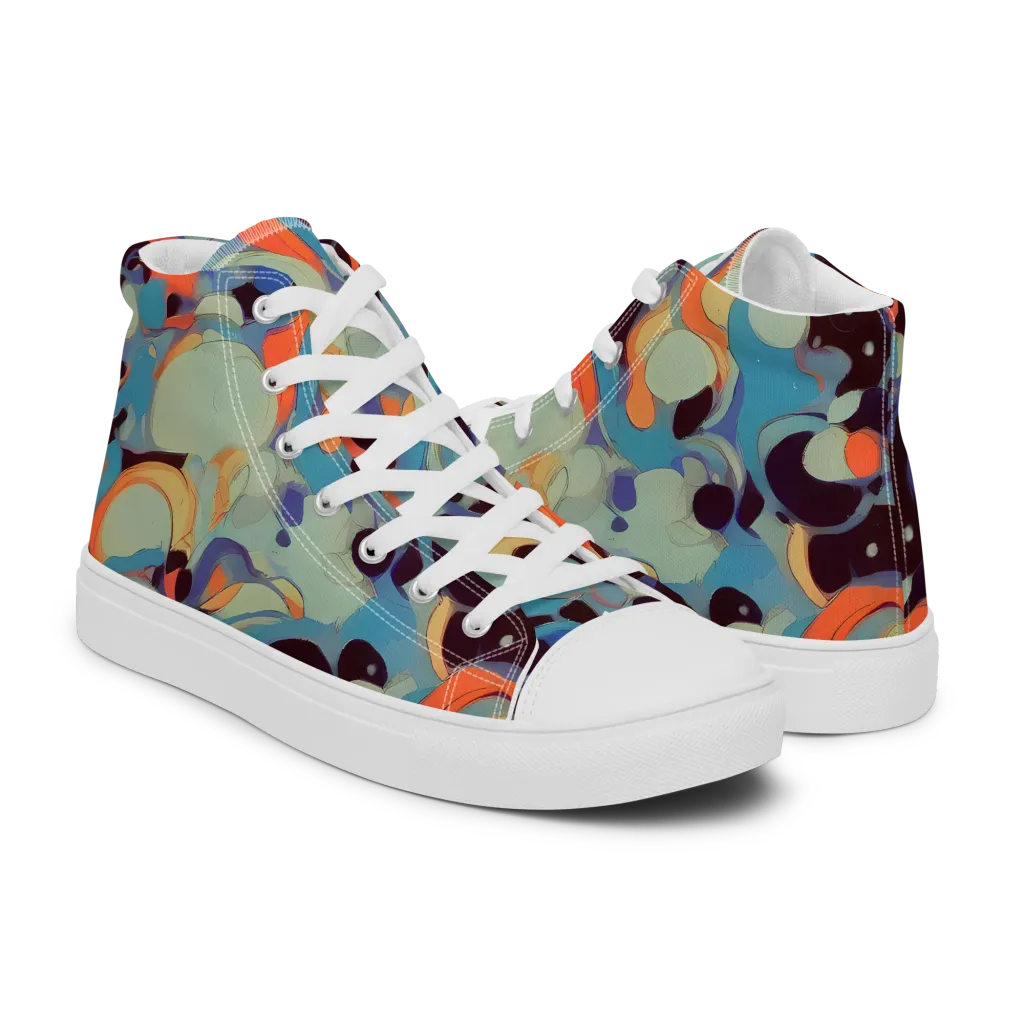 Coral Undertow on Women's High Top Canvas Shoes — Right
