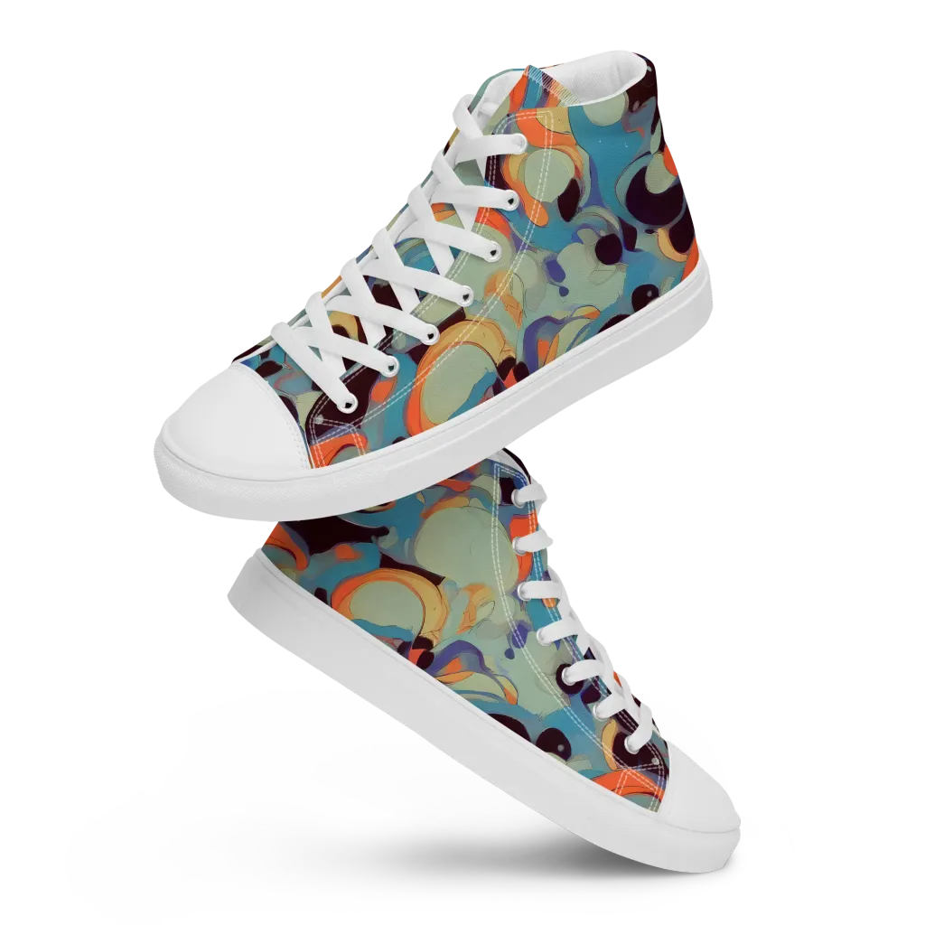 Coral Undertow on Women's High Top Canvas Shoes — Front
