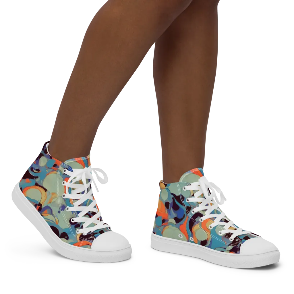 Coral Undertow on Women's High Top Canvas Shoes — Right