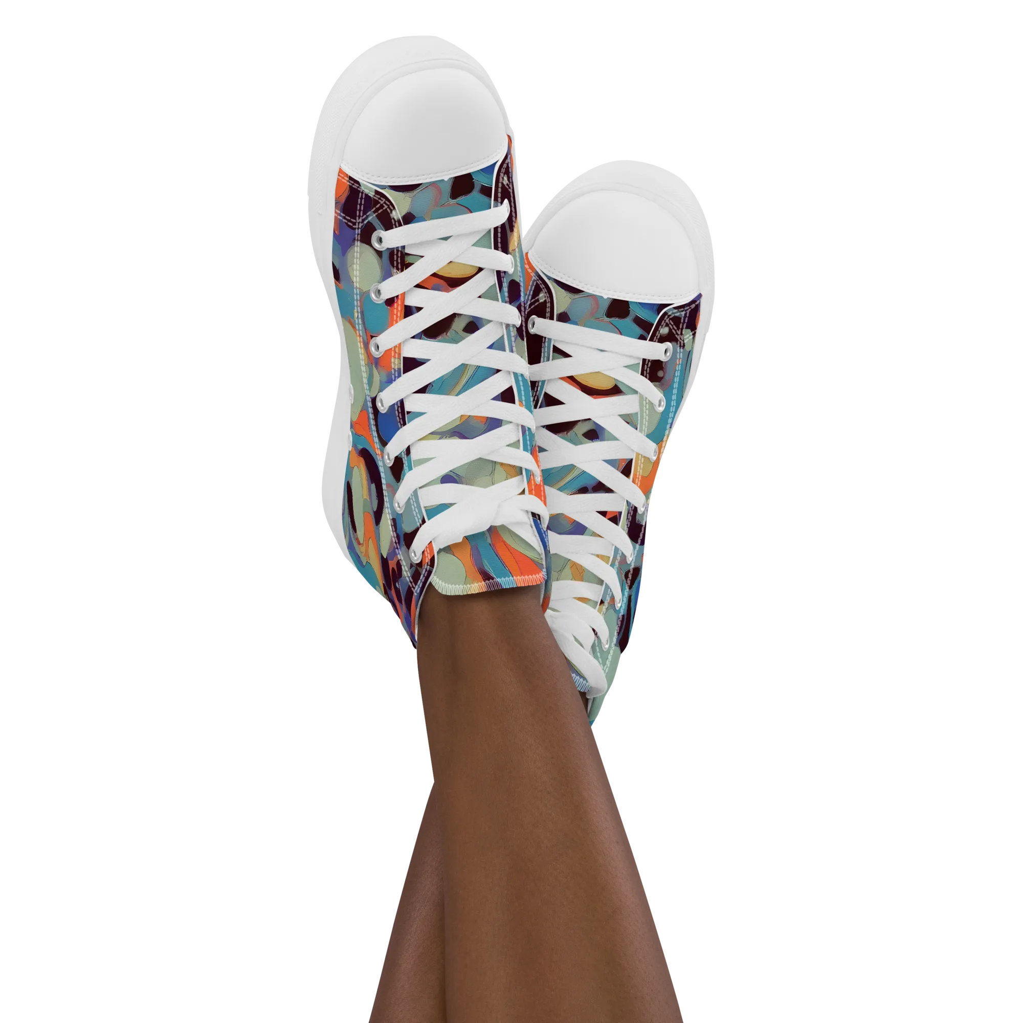 Coral Undertow on Women's High Top Canvas Shoes — Front