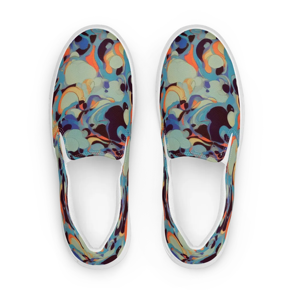 Coral Undertow on Men's Slip-On Canvas Shoes — Front