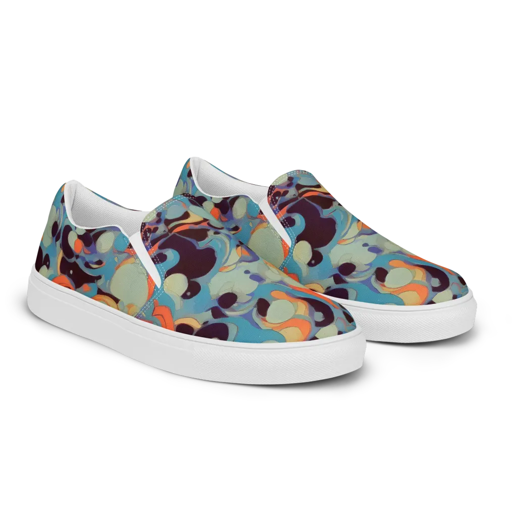 Coral Undertow on Men's Slip-On Canvas Shoes — Right Front