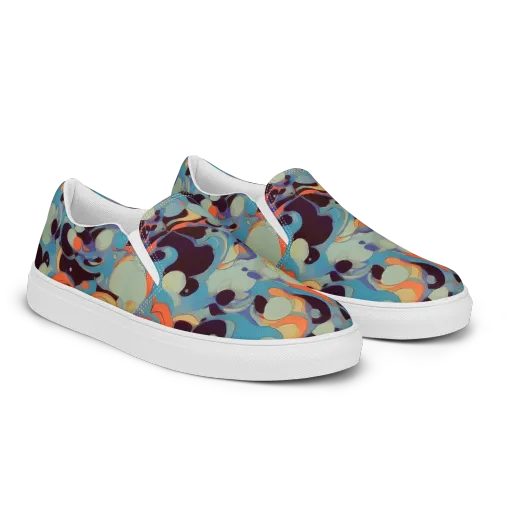 Coral Undertow on a Men's Slip-On Canvas Shoes