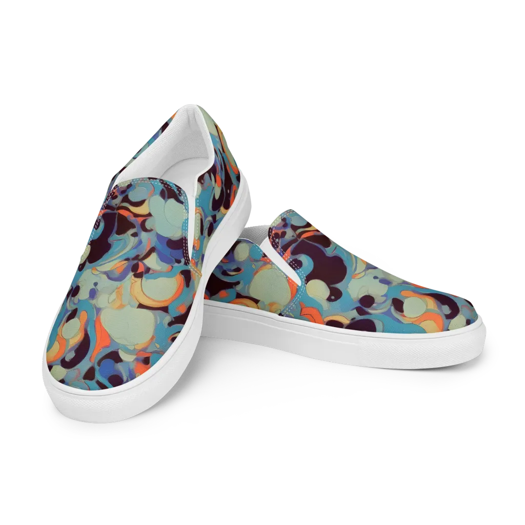 Coral Undertow on Men's Slip-On Canvas Shoes — Left Front