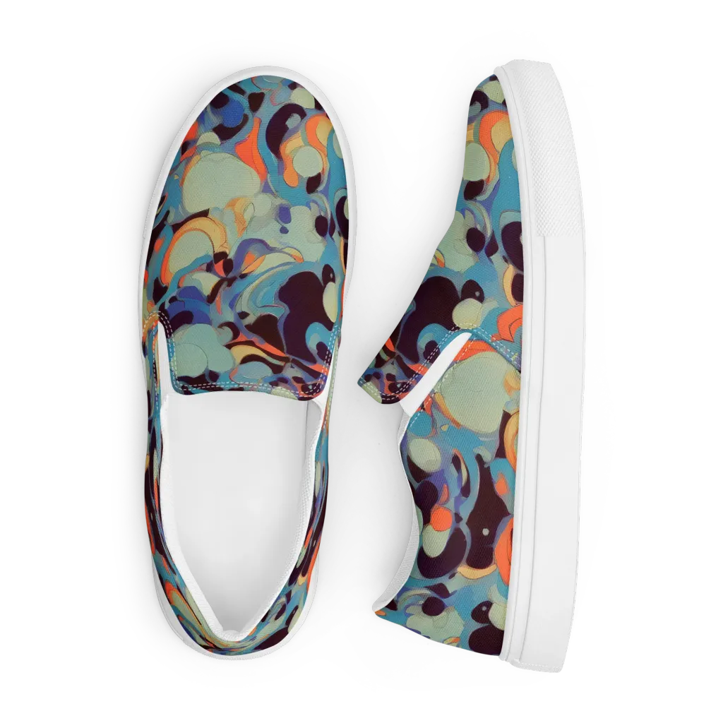 Coral Undertow on Men's Slip-On Canvas Shoes — Front