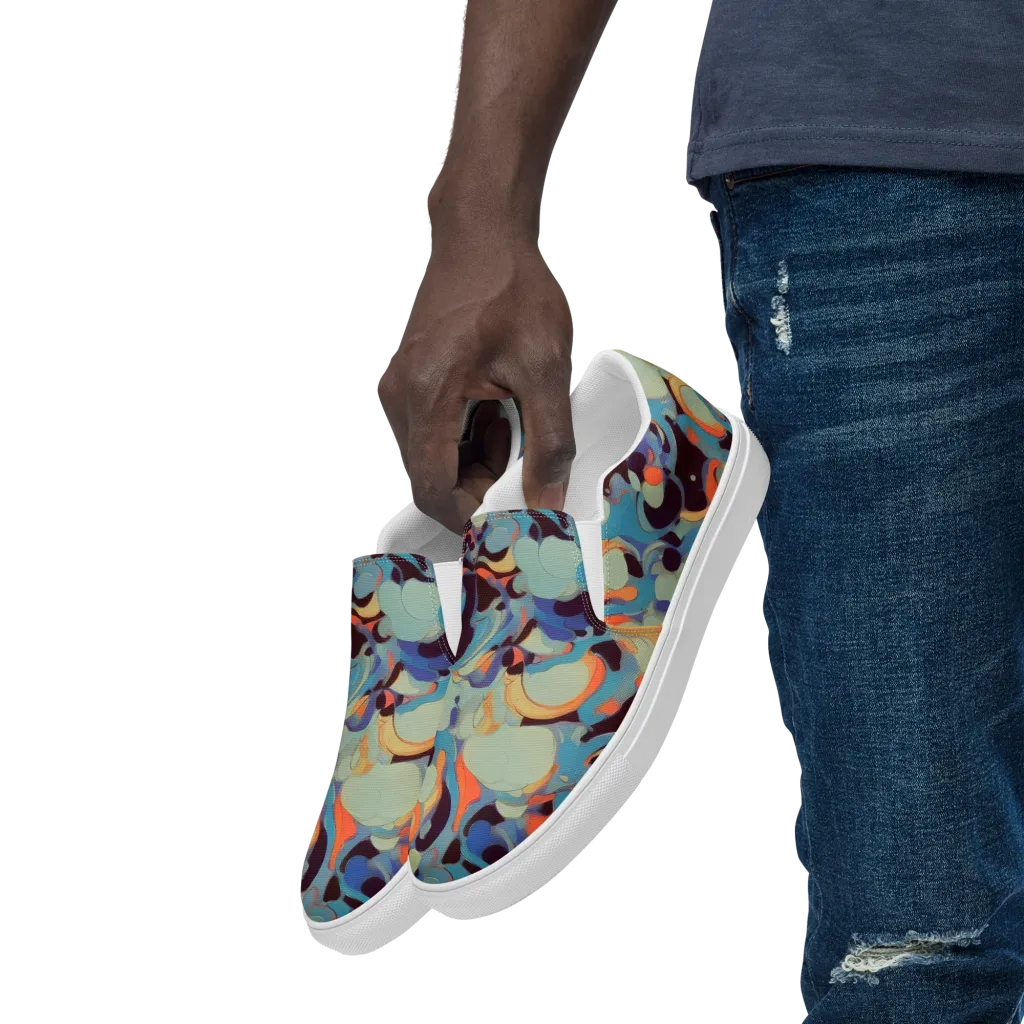 Coral Undertow on Men's Slip-On Canvas Shoes — Left Front