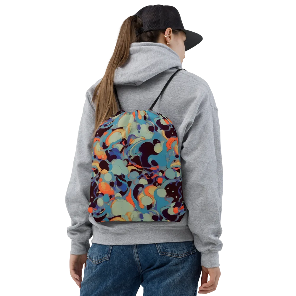 Coral Undertow on Drawstring Bag — Front