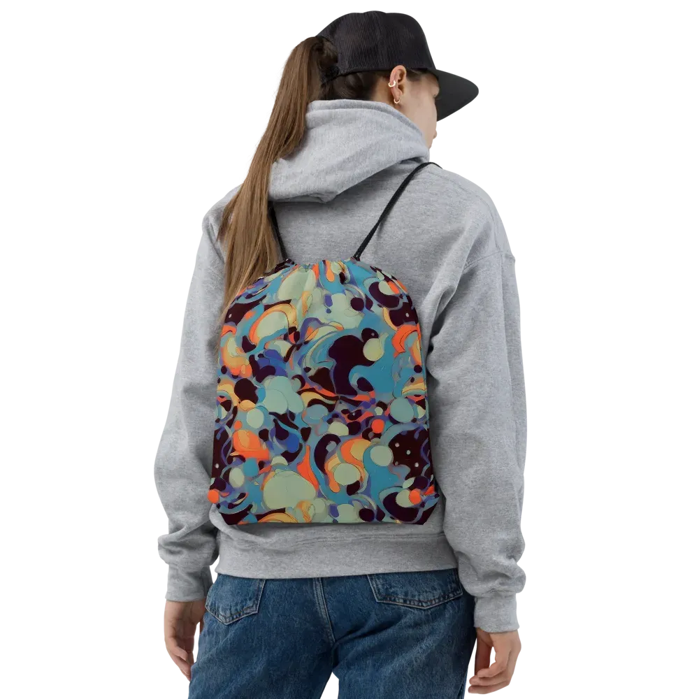 Coral Undertow on Drawstring Bag — Front