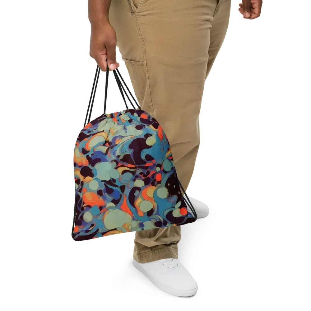 Coral Undertow on Drawstring Bag — Front