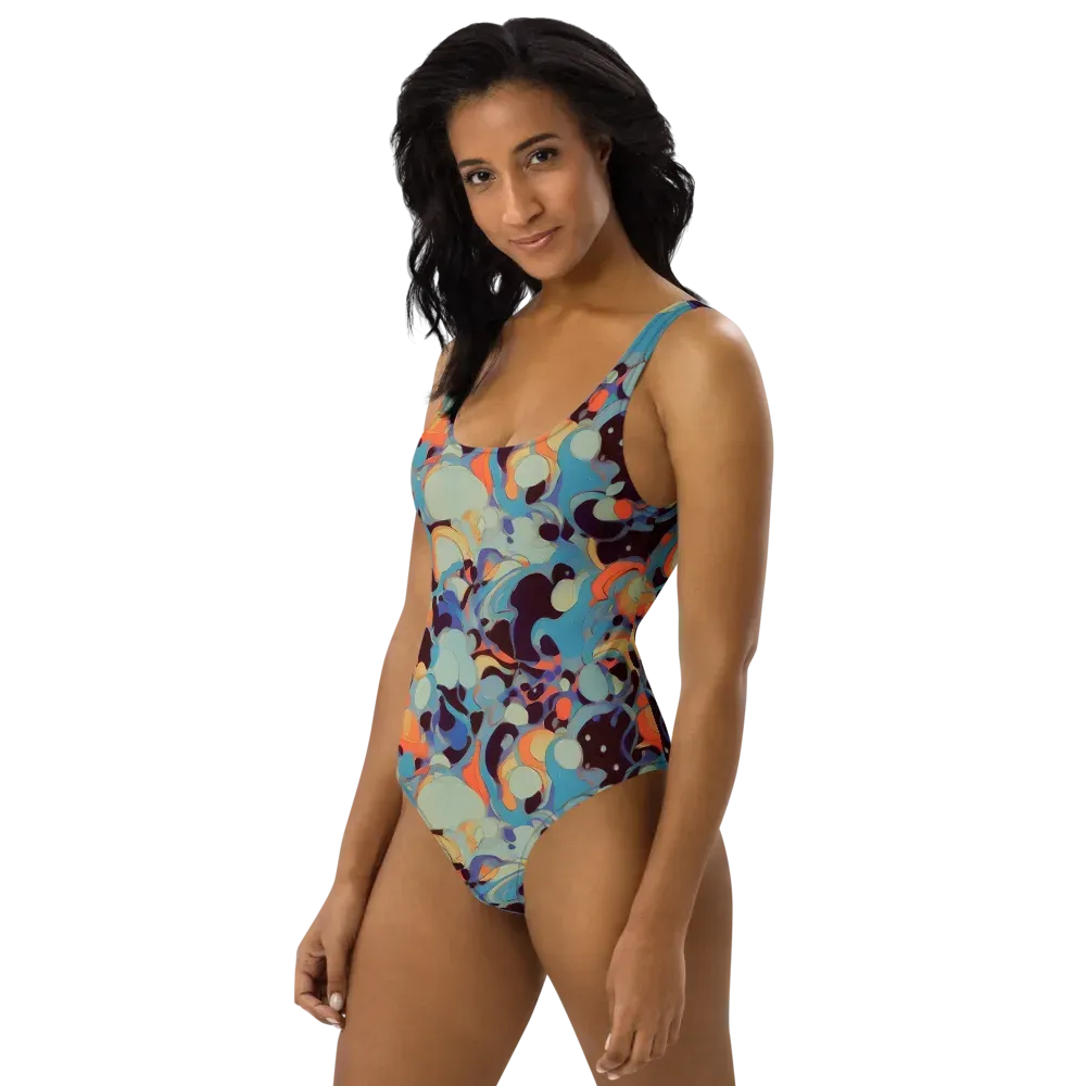 Coral Undertow on One-Piece Swimsuit — Left