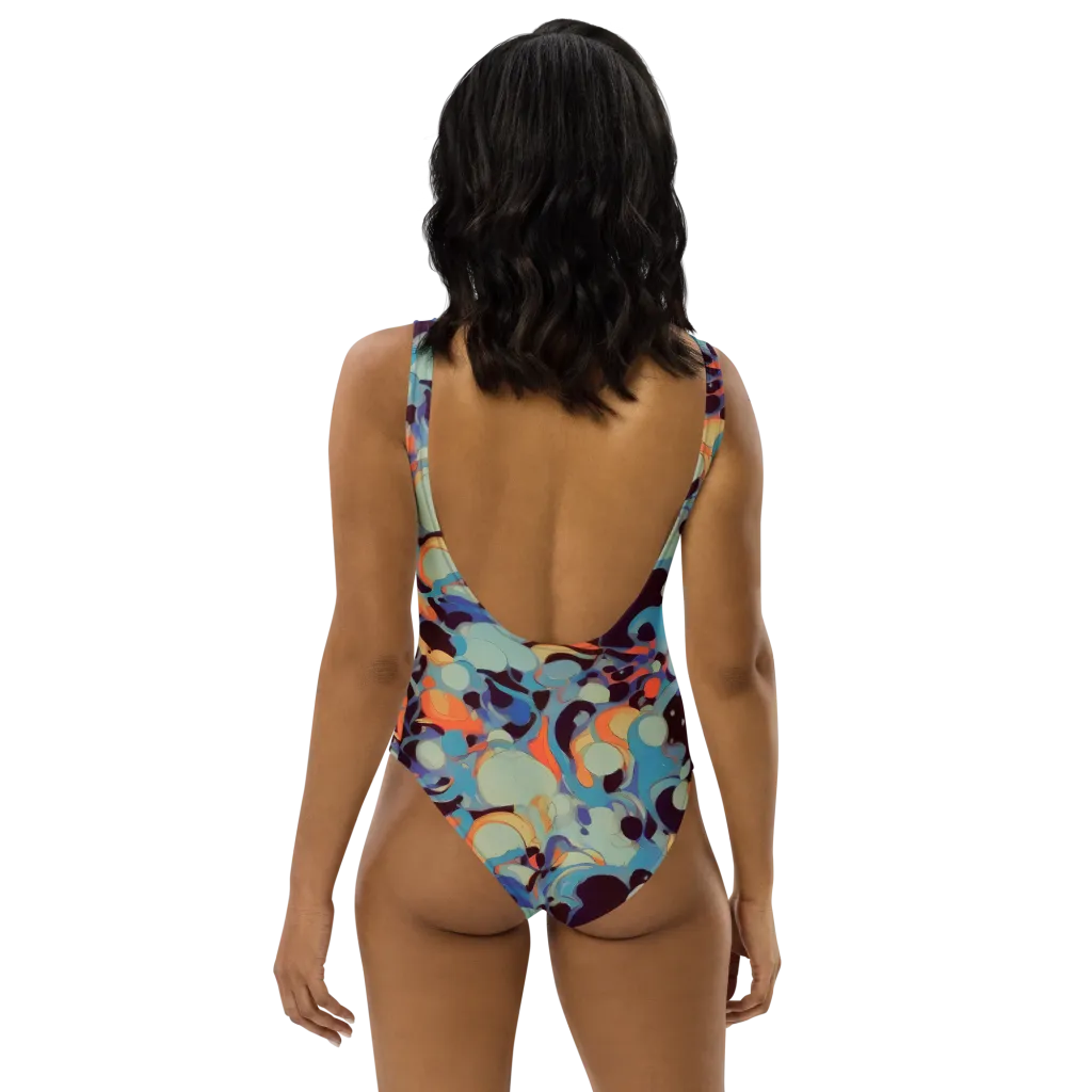 Coral Undertow on One-Piece Swimsuit — Back