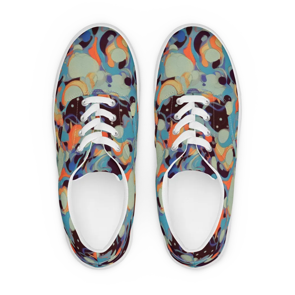 Coral Undertow on Men's Lace-Up Canvas Shoes — Front