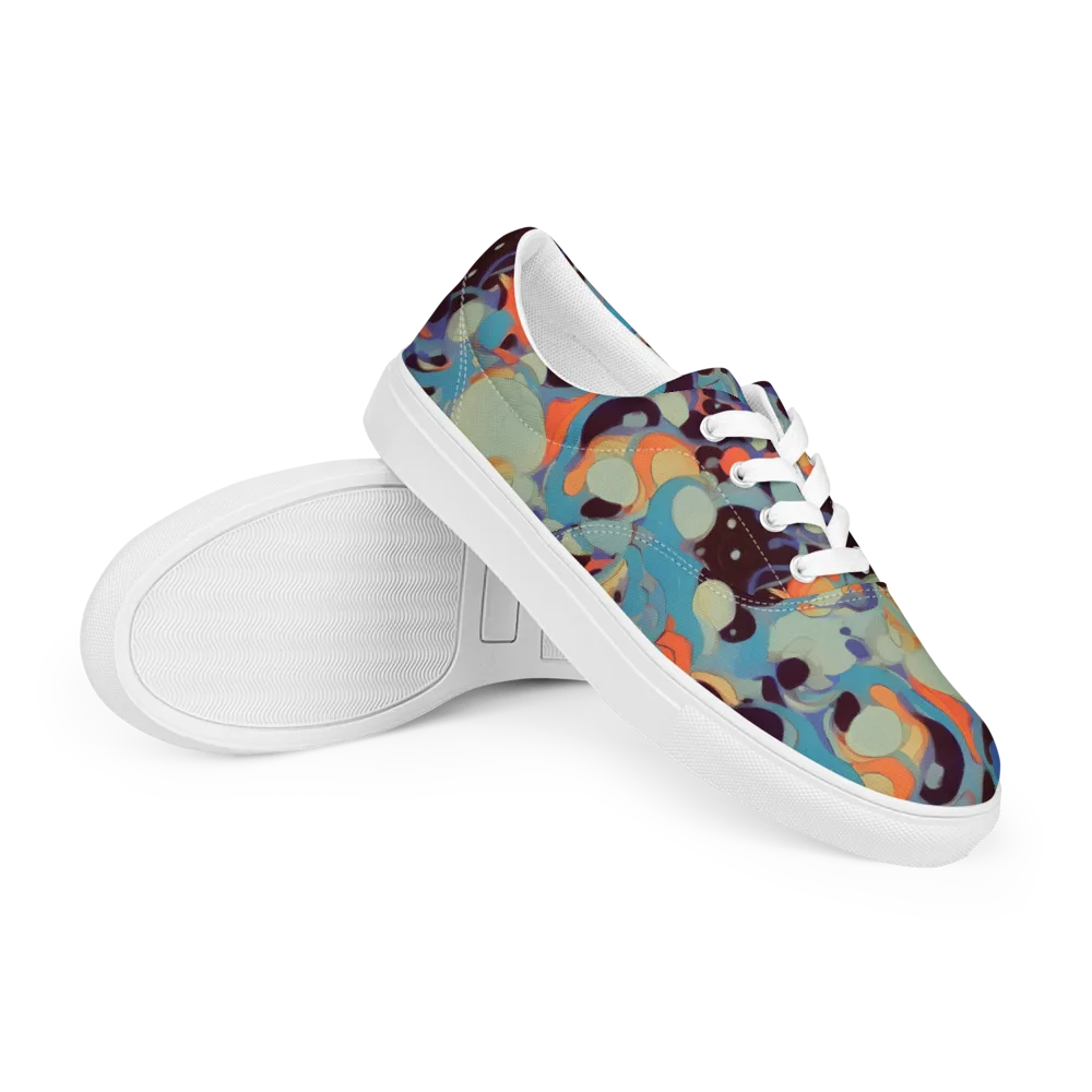Coral Undertow on Men's Lace-Up Canvas Shoes — Right Front