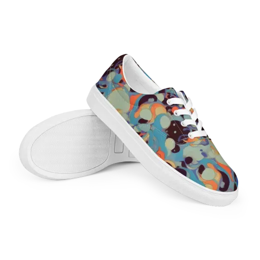 Coral Undertow on a Men's Lace-Up Canvas Shoes