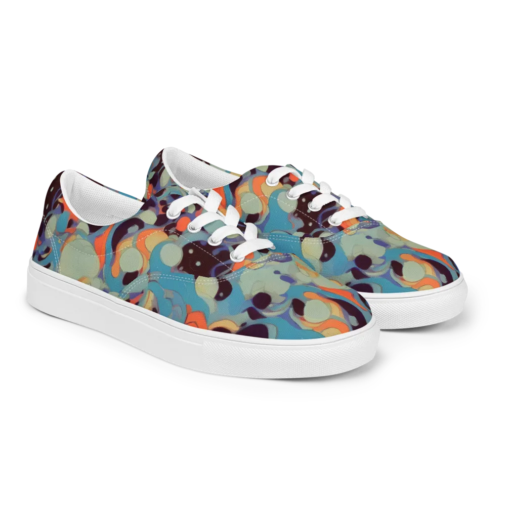 Coral Undertow on Men's Lace-Up Canvas Shoes — Right Front