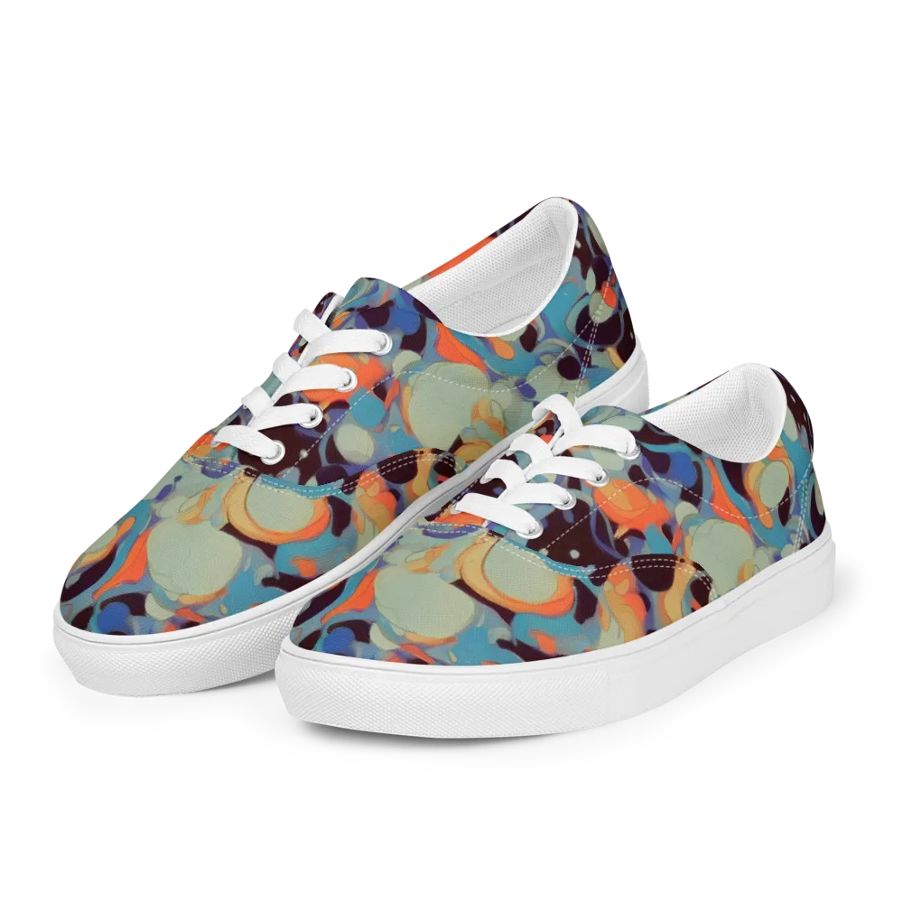 Coral Undertow on Men's Lace-Up Canvas Shoes — Left Front