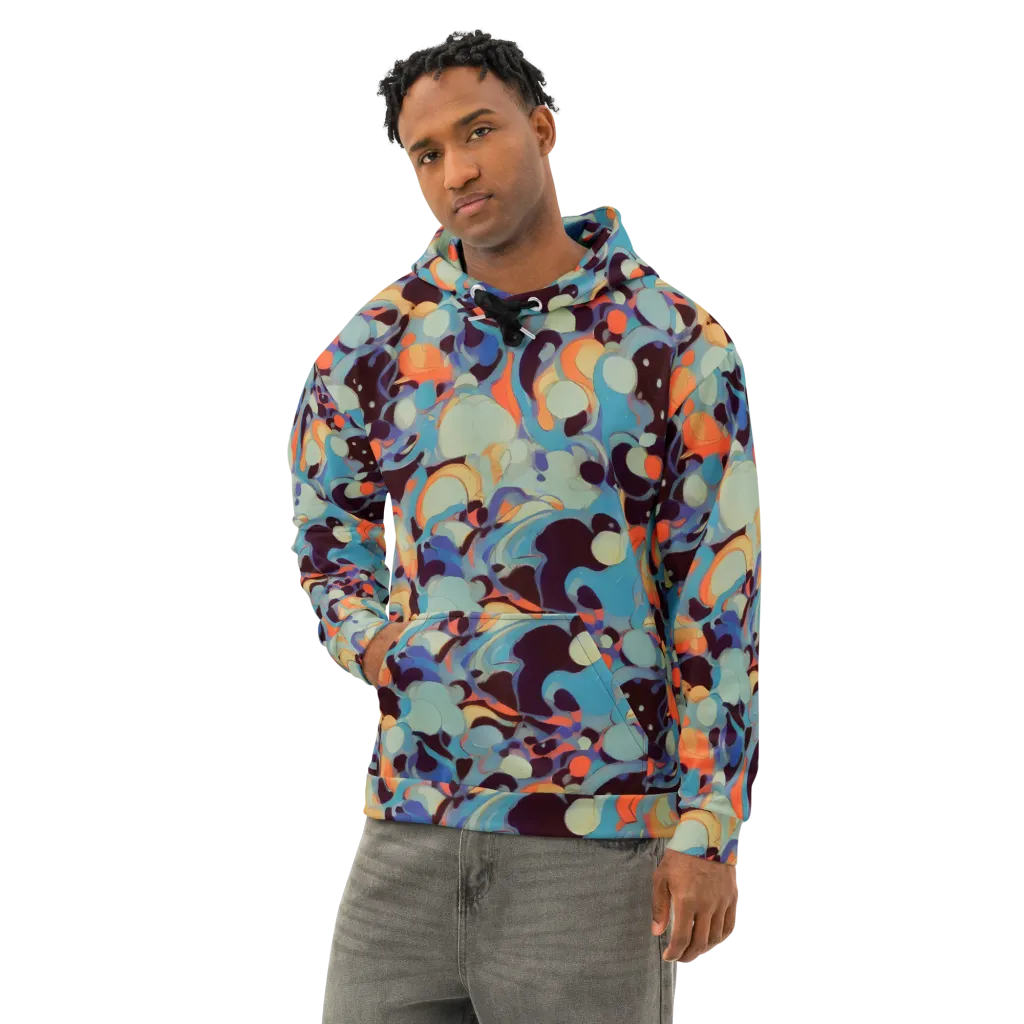 Coral Undertow on Cotton Hoodie — Left Front