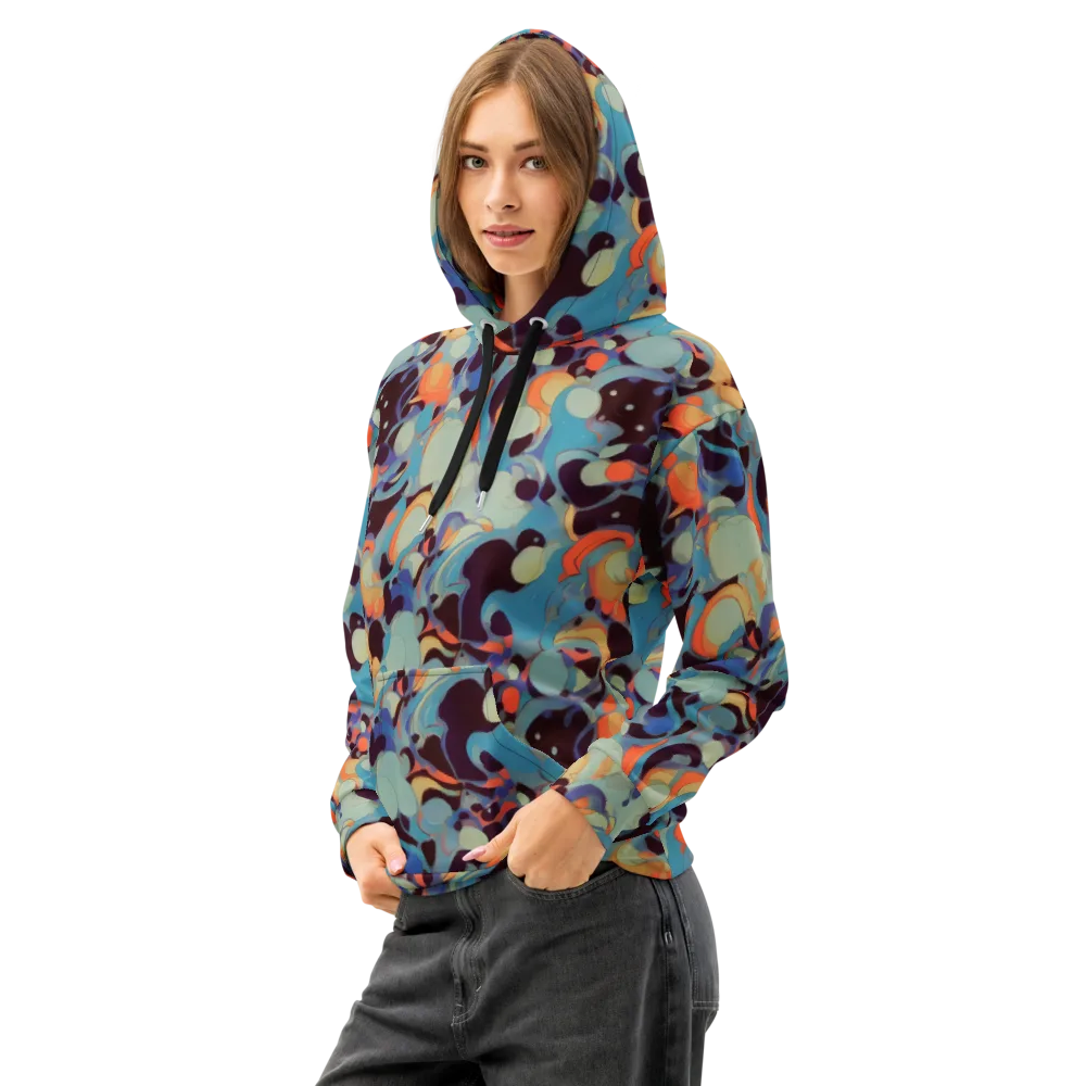Coral Undertow on Cotton Hoodie — Left Front