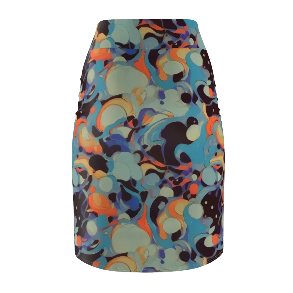Coral Undertow on Pencil Skirt — Back