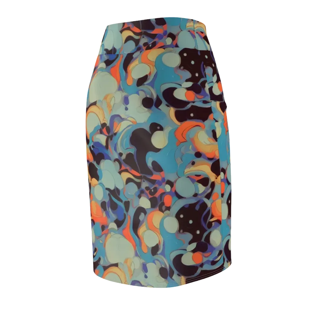 Coral Undertow on Pencil Skirt — Back Side