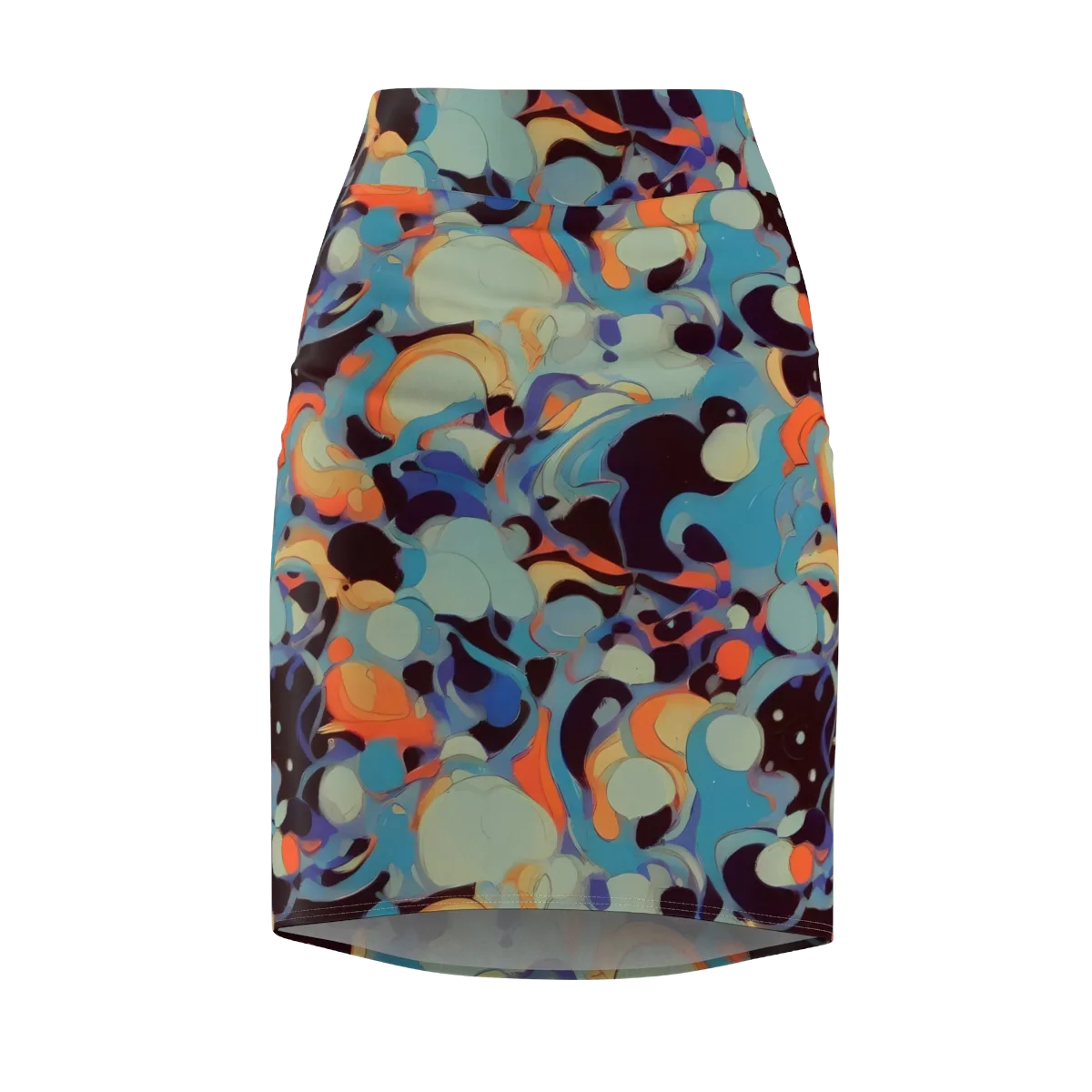 Coral Undertow on Pencil Skirt — Front