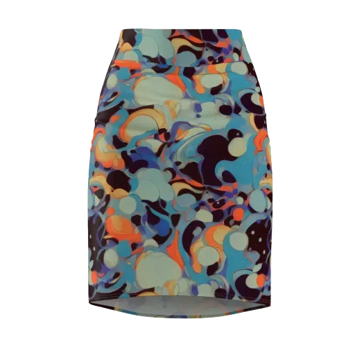 Coral Undertow on a Pencil Skirt