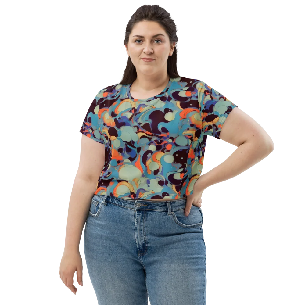 Coral Undertow on Crop Tee — Front