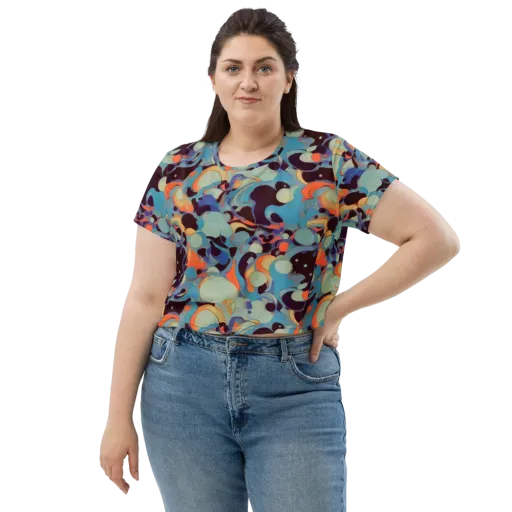 Coral Undertow on a Crop Tee