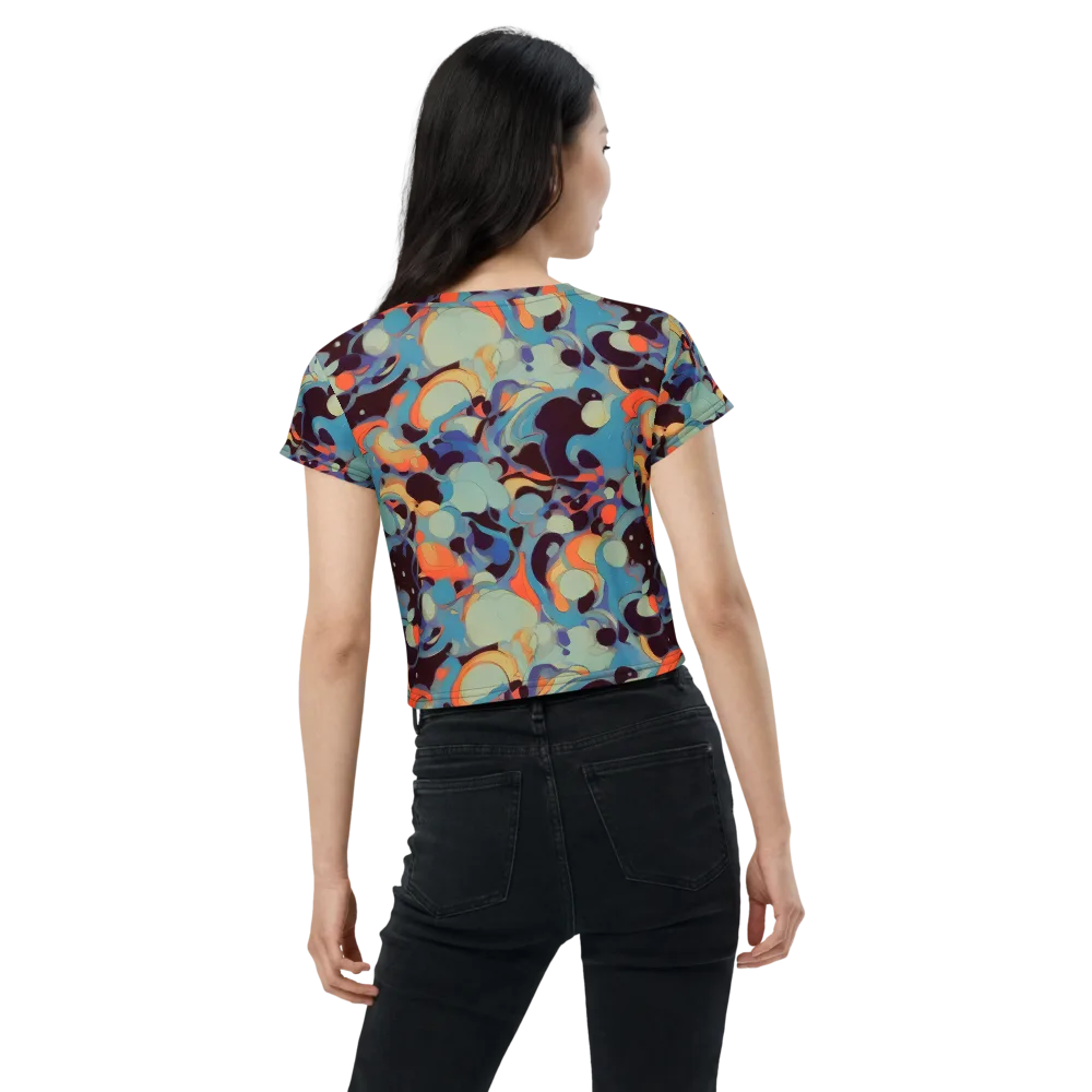 Coral Undertow on Crop Tee — Back