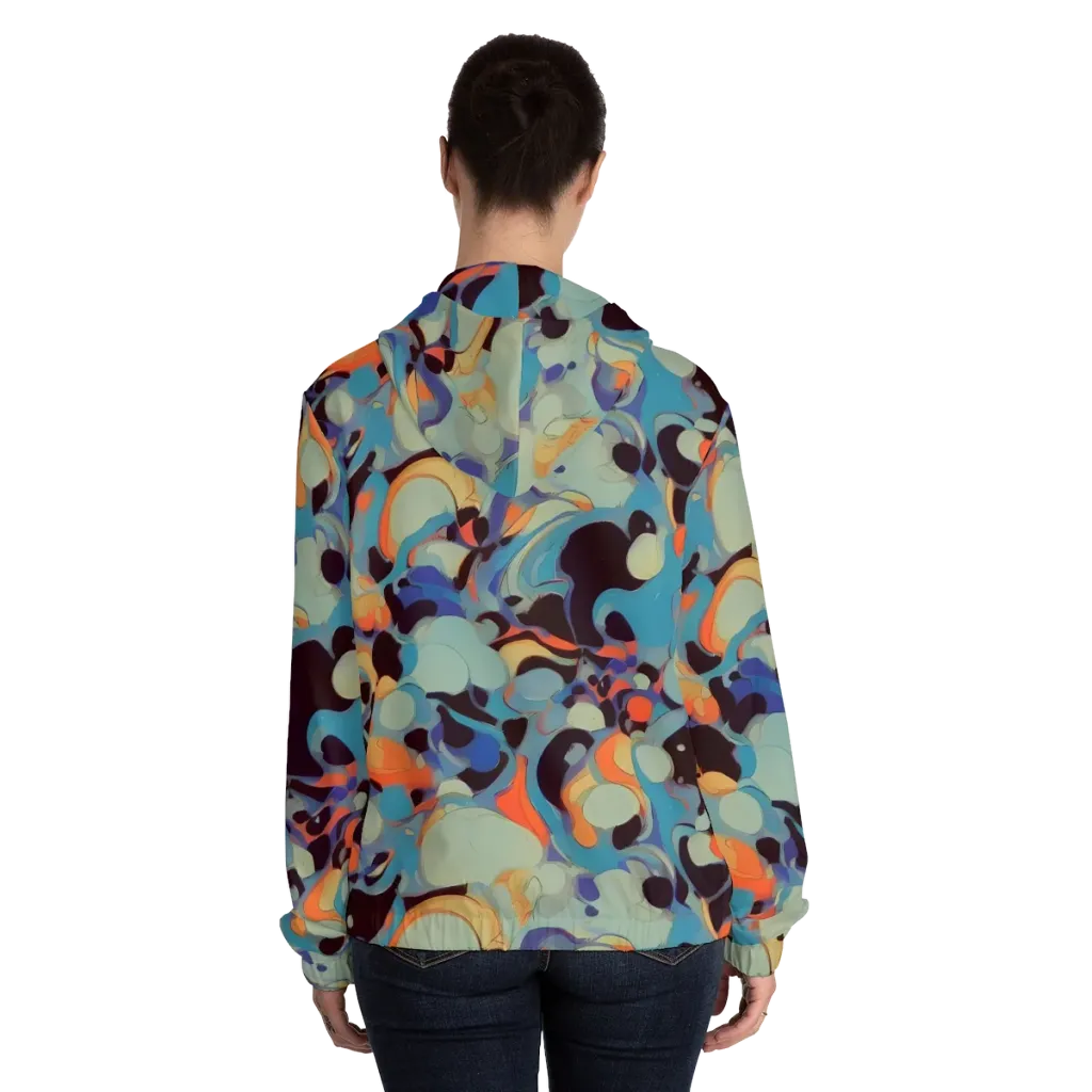 Coral Undertow on Women's Full-Zip Hoodie — Back On Person