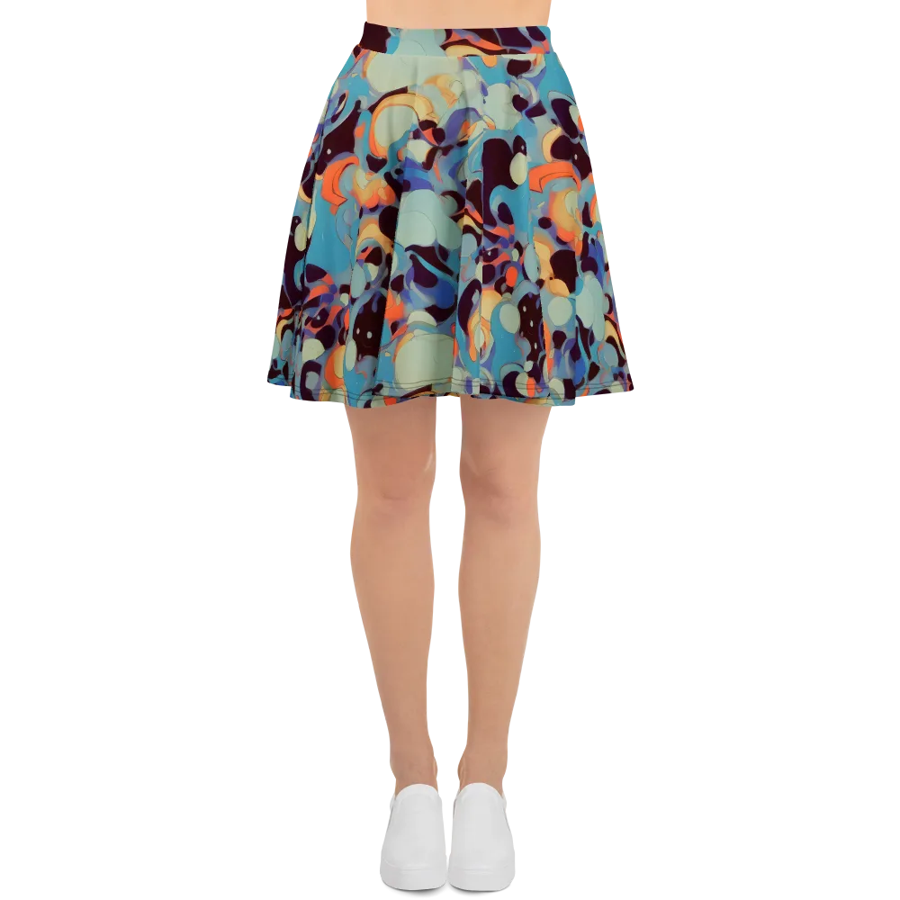 Coral Undertow on Skater Skirt — Front