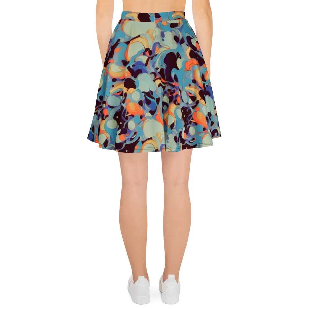 Coral Undertow on Skater Skirt — Back