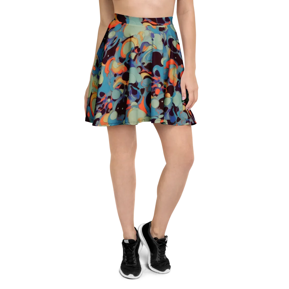 Coral Undertow on Skater Skirt — Front