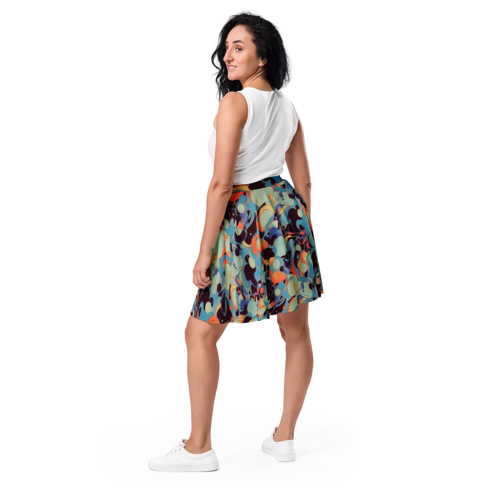 Coral Undertow on Skater Skirt — Back
