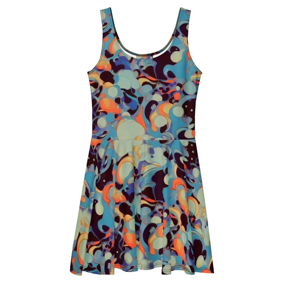 Coral Undertow on Skater Dress — Front