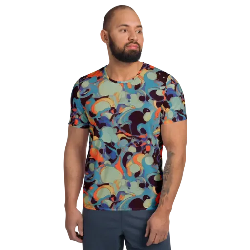 Coral Undertow on a Men's Athletic T-Shirt
