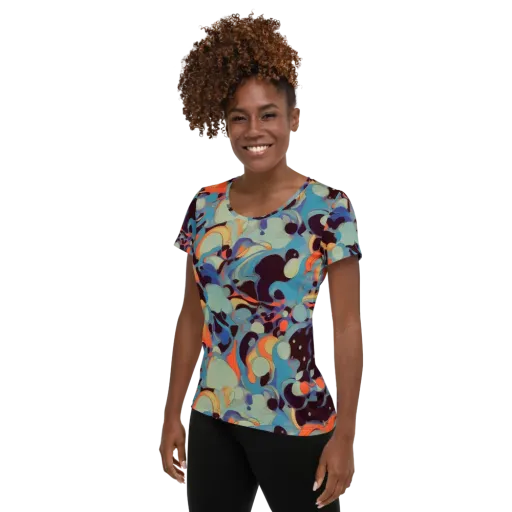 Coral Undertow on a Women's Athletic T-Shirt
