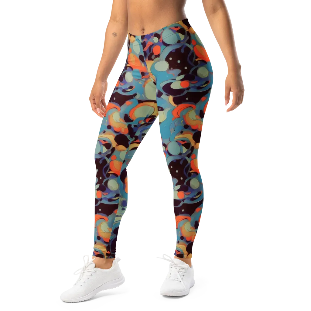 Coral Undertow on Leggings — Left Front