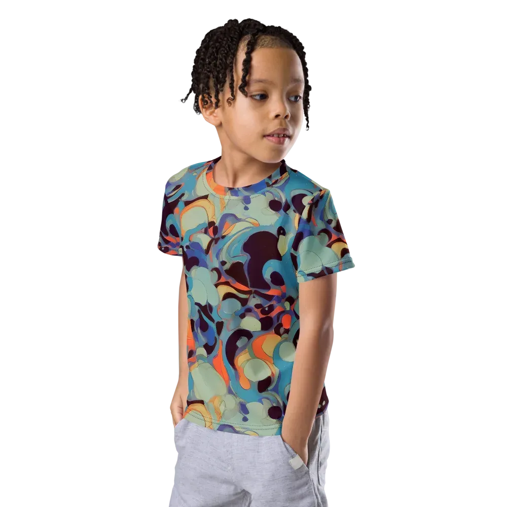 Coral Undertow on Kids Crew Neck T-Shirt — Left Front