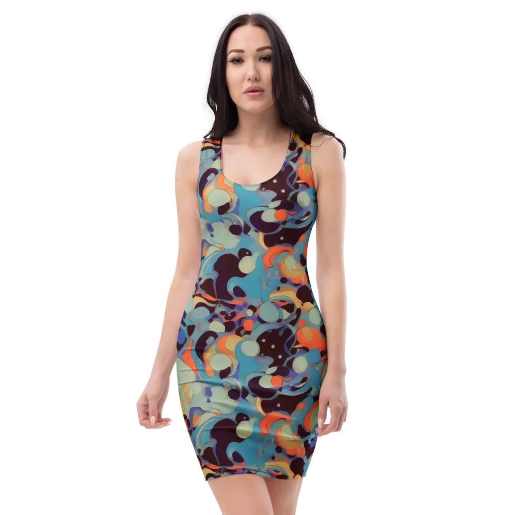 Coral Undertow on Bodycon Dress — Front