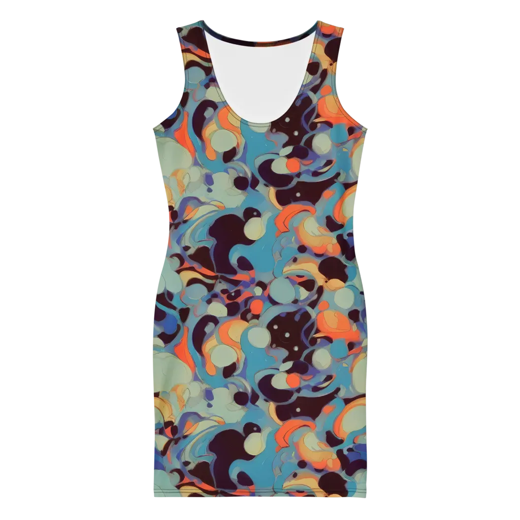 Coral Undertow on Bodycon Dress — Front