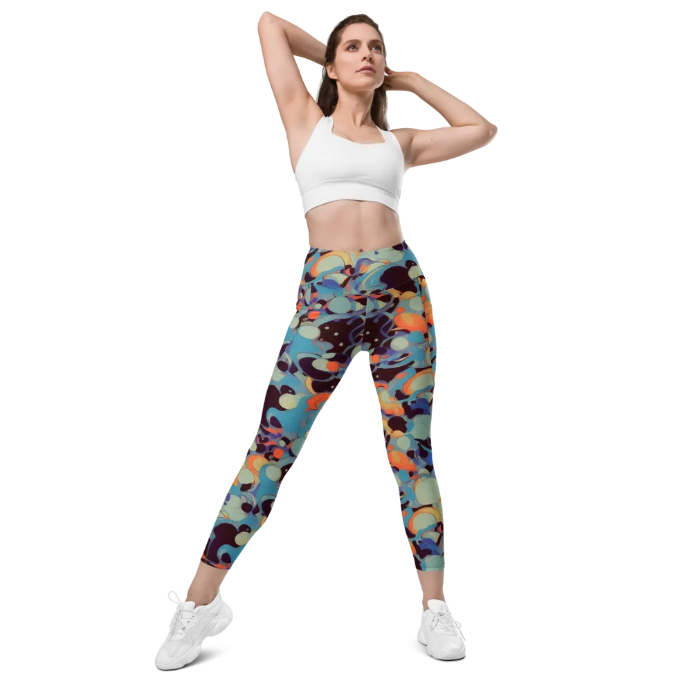 Coral Undertow on Leggings with Pockets — Front
