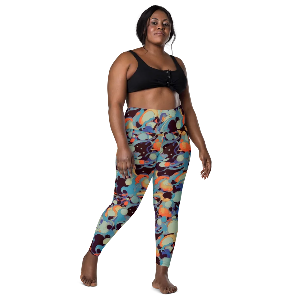 Coral Undertow on Leggings with Pockets — Front