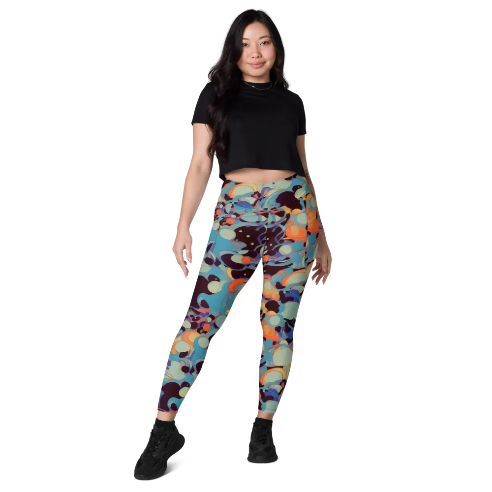 Coral Undertow on Leggings with Pockets — Front